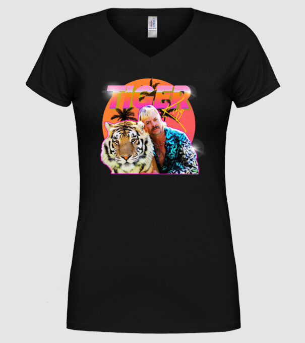 RETRO TIGER KING model negru pe tricou