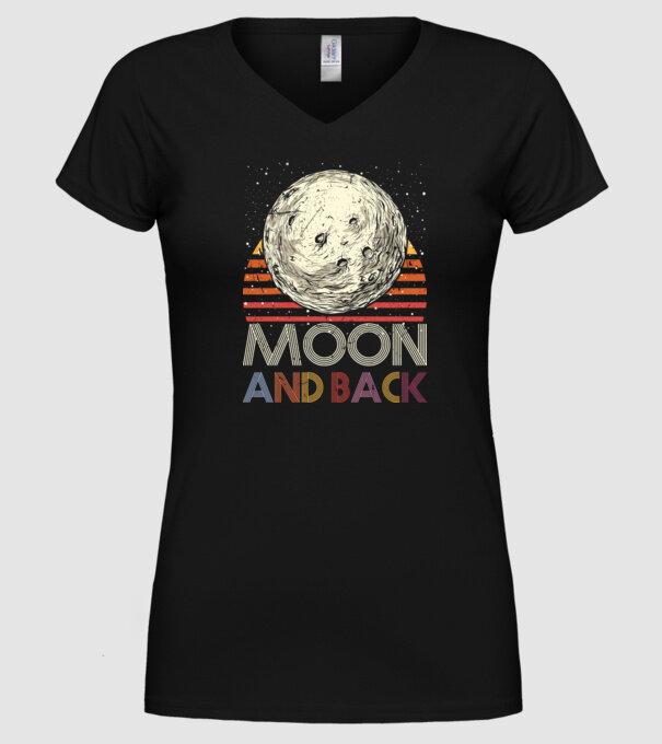 Retro vintage love you to the moon and back MOON model negru pe tricou