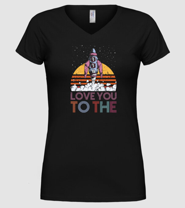 Retro vintage love you to the moon and back ROCKET model negru pe tricou