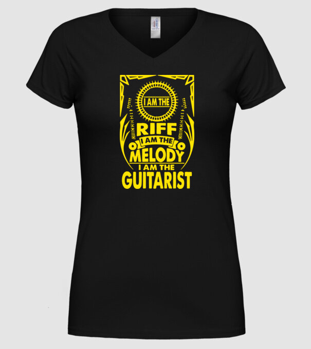 Riff Melody Guitarist model negru pe tricou