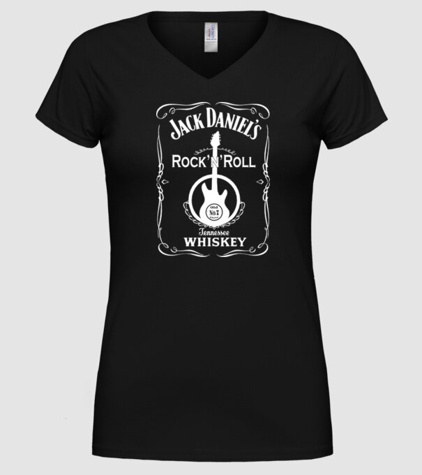 'Rock''n''Roll whiskey' model negru pe tricou