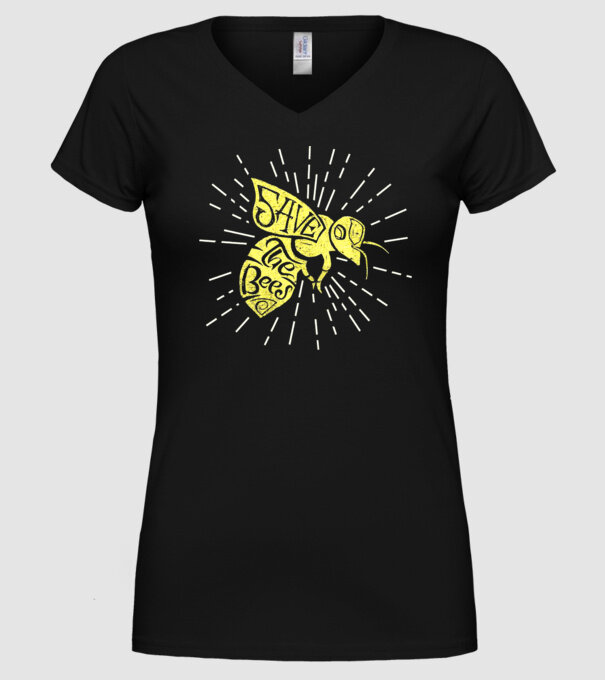 Save the bees model negru pe tricou