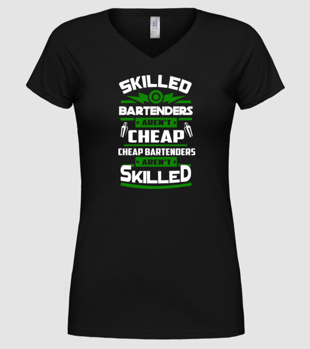'Skilled bartenders aren''t cheap' model negru pe tricou