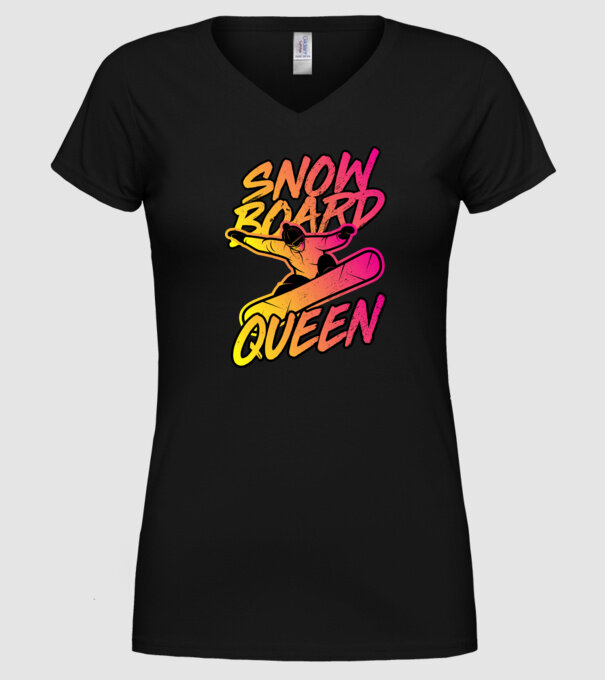 snowboard queen model negru pe tricou