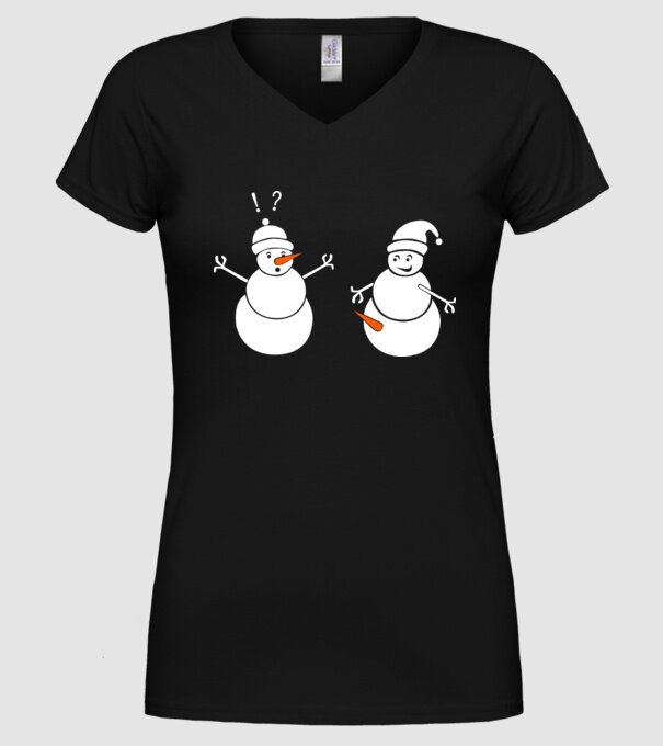 Snowman in action model negru pe tricou