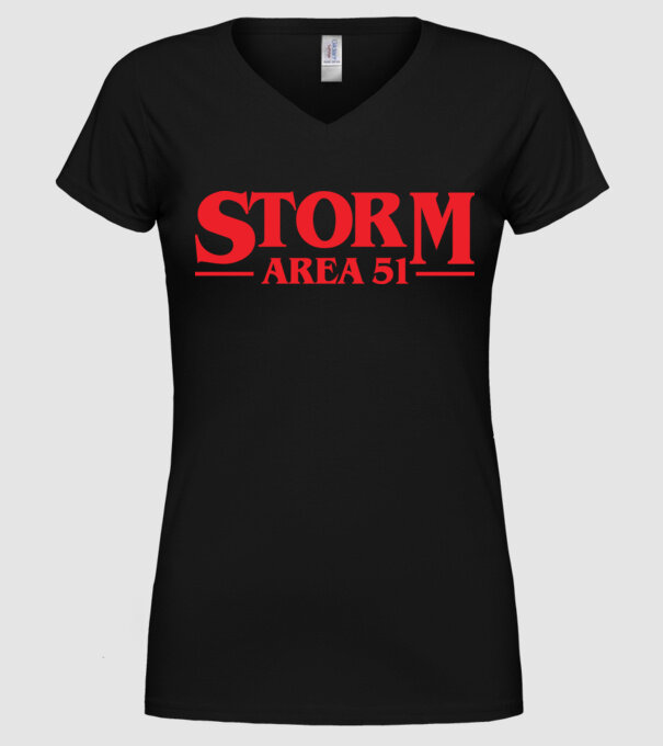 storm area 51 stranger model negru pe tricou