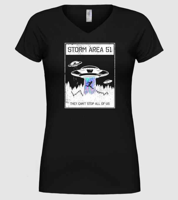 'Storm area 51 - They can''t stop all of us' model negru pe tricou
