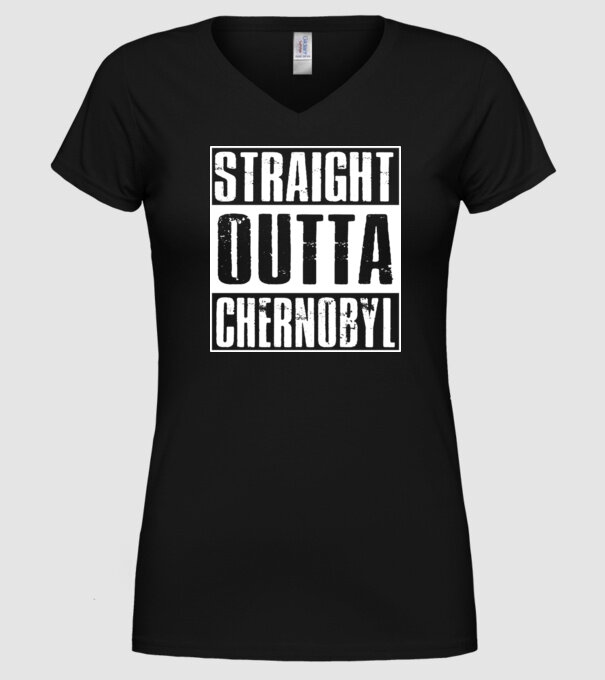 Straight outta Chernobyl model negru pe tricou