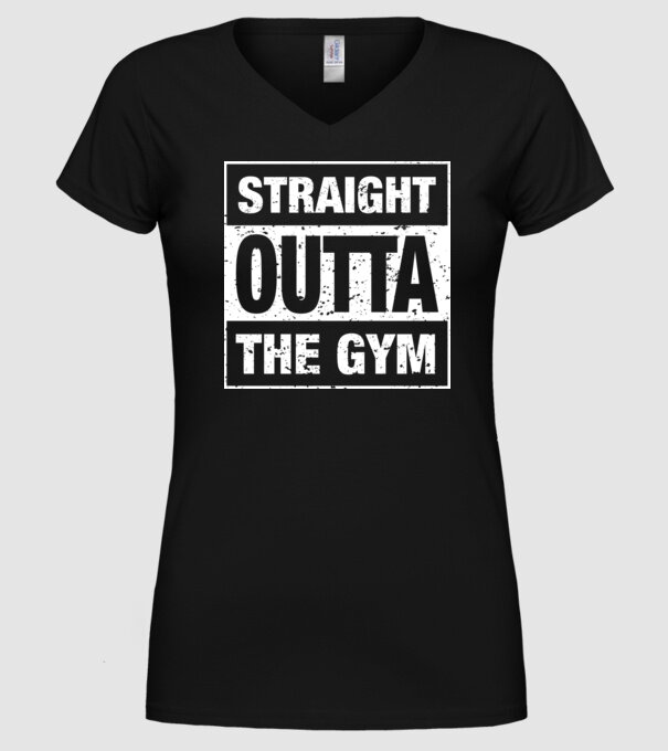 Straight outta gym model negru pe tricou