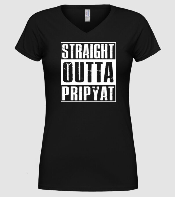 Straight outta pripyat model negru pe tricou