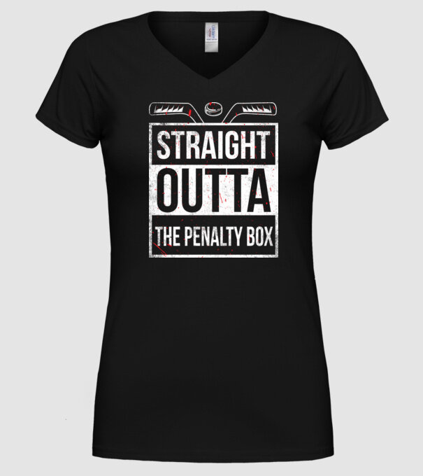 Straight outta the penalty box model negru pe tricou