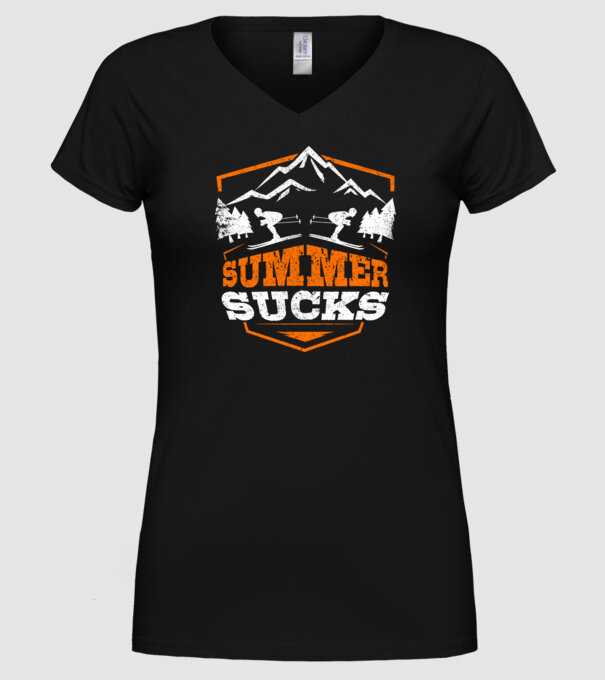 Summer sucks model negru pe tricou