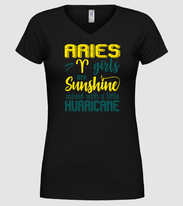Sunshine with Hurricane ARIES model negru pe tricou