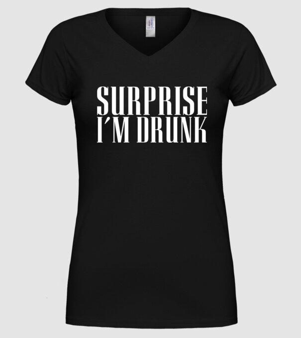 Surprise im drunk model negru pe tricou