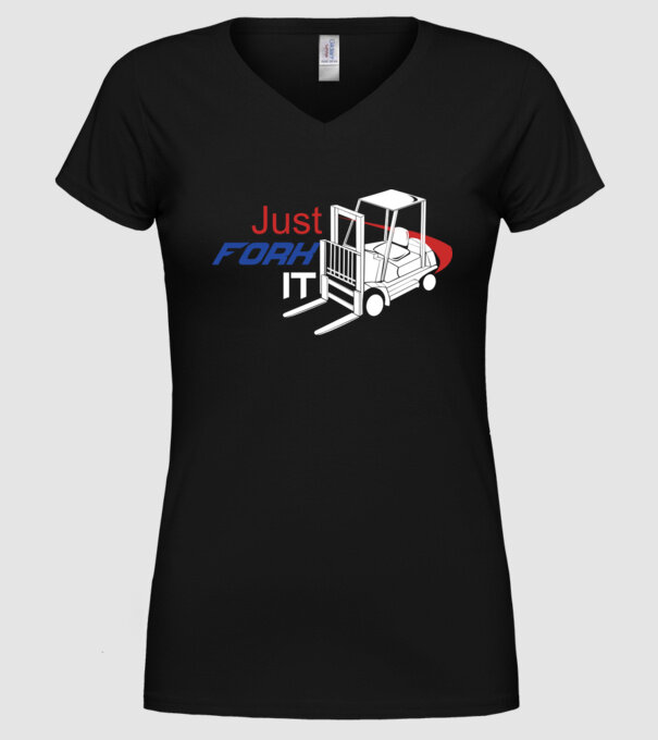 Targonca Just Fork It model negru pe tricou
