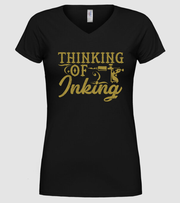 Thinking of inking model negru pe tricou
