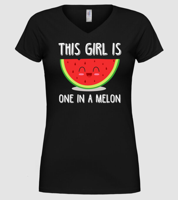 This girl is one in a melon white model negru pe tricou