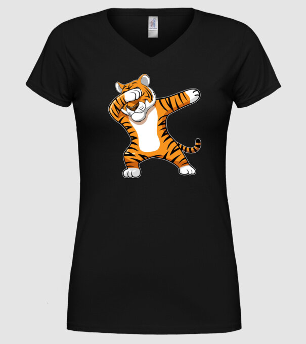 Tigru DAB model negru pe tricou