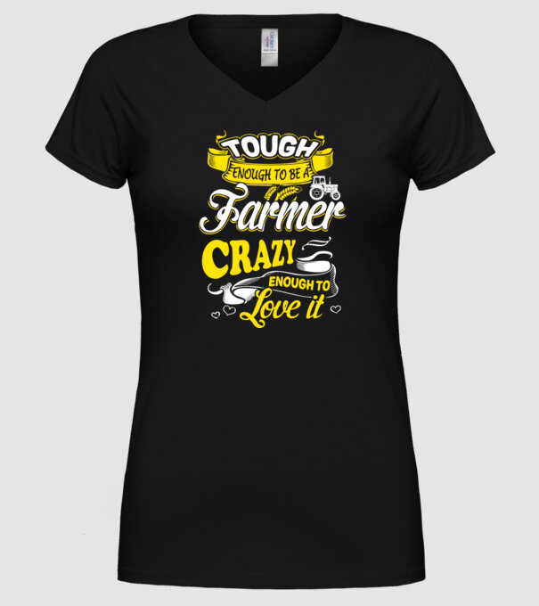 Tough enough to be a farmer Traktoros model negru pe tricou