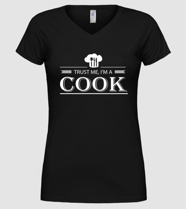'Trust me I''m a cook' model negru pe tricou