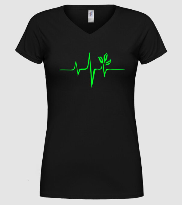 vegan heartbeat model negru pe tricou