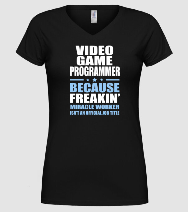 Video game Programmer model negru pe tricou