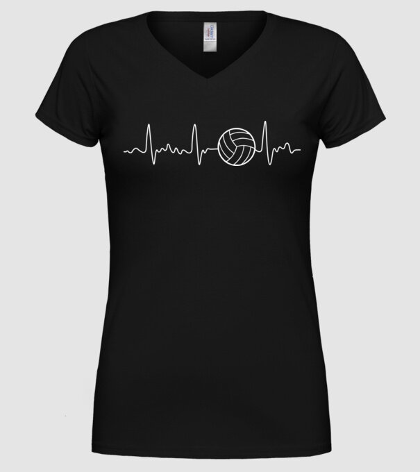 Volleyball heartbeat model negru pe tricou