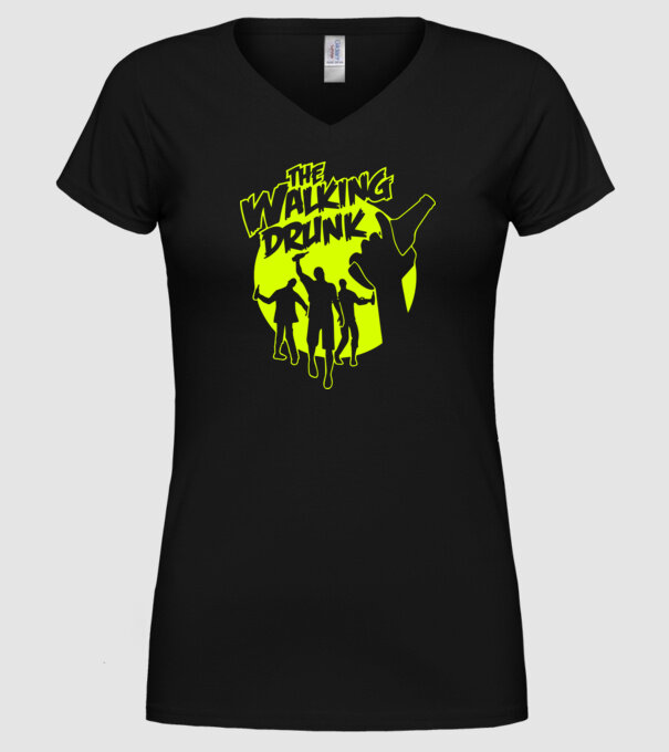 Walking Drunk model negru pe tricou