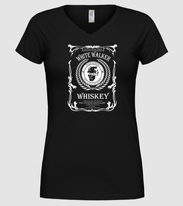Whiskey White Walker model negru pe tricou