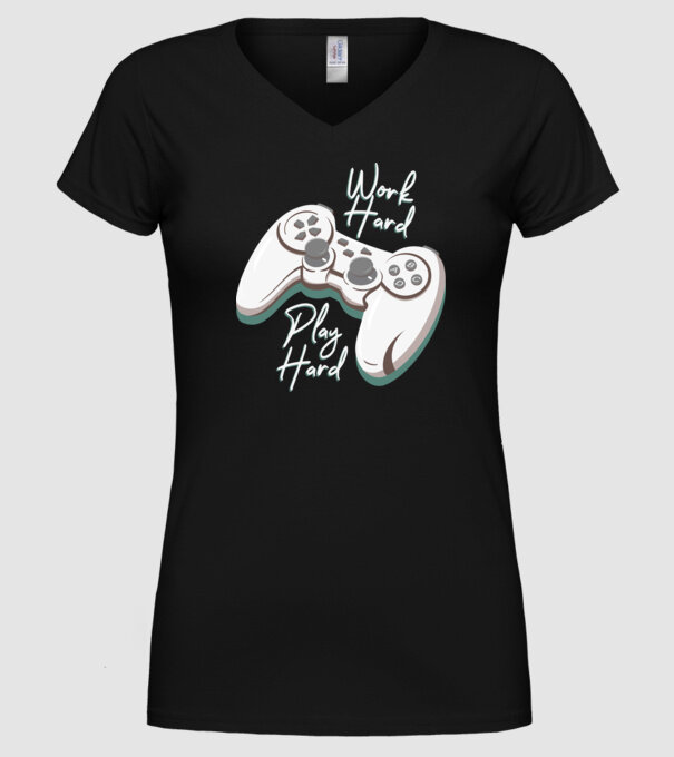 Work hard play hard model negru pe tricou