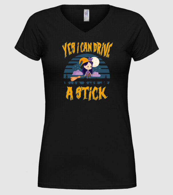 Yes, i can drive a stick model negru pe tricou