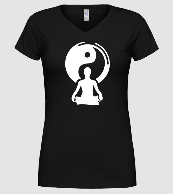Meditație Yin yang model negru pe tricou