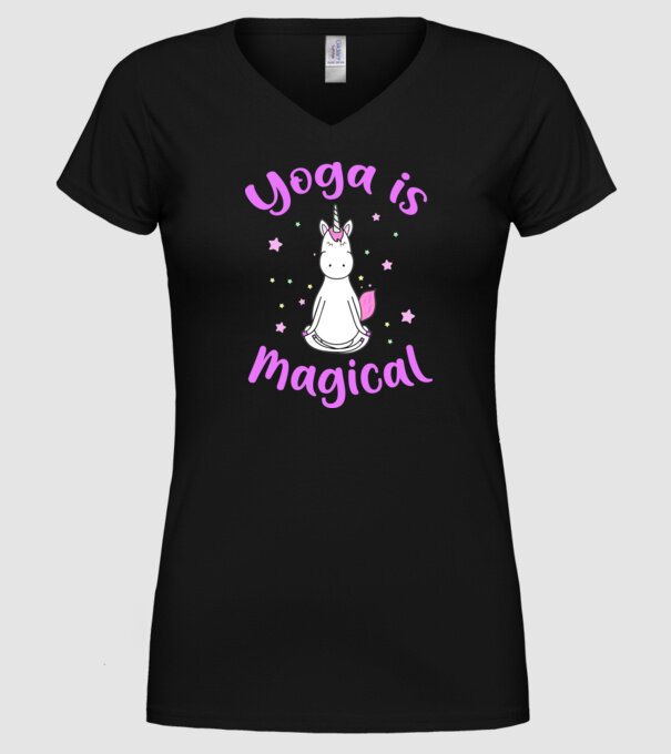 yoga is magical model negru pe tricou