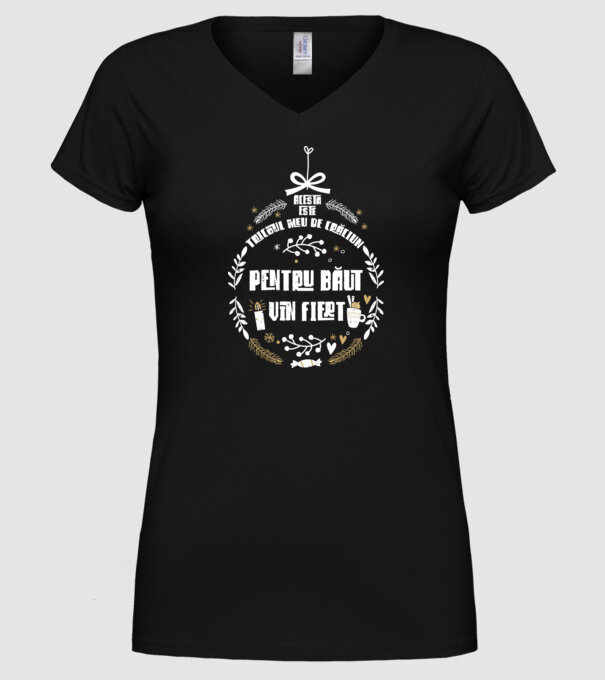 acesta este tricoul meu de Crăciun_pentru băut vin fiert model negru pe tricou