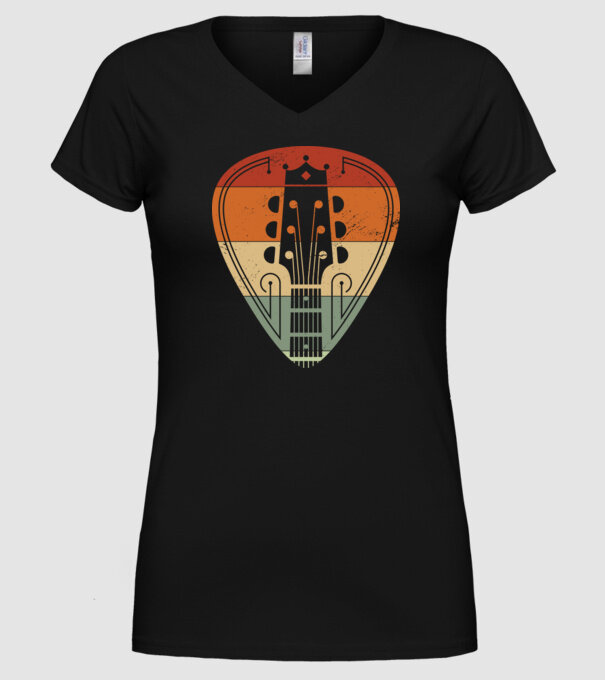 acoustic guitarist model negru pe tricou
