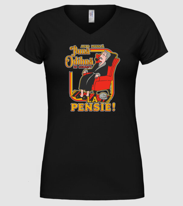 Adio muncă, bună odihnă! în sfârșit, la pensie! model negru pe tricou