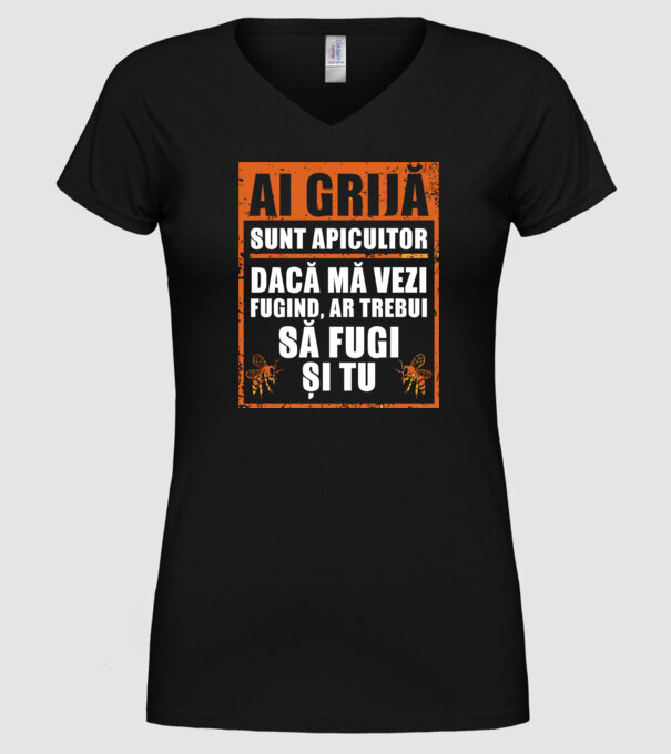 ai grijă, sunt apicultor, dacă mă vezi fugind, ar trebui să fugi și tu model negru pe tricou