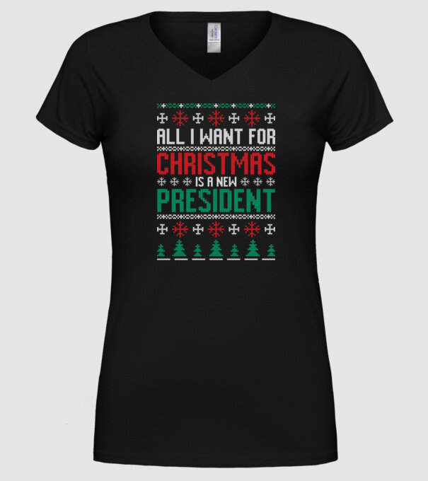 All I want for christmas model negru pe tricou