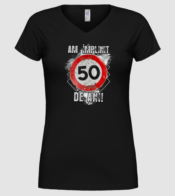 Am împlinit 50 de ani! model negru pe tricou