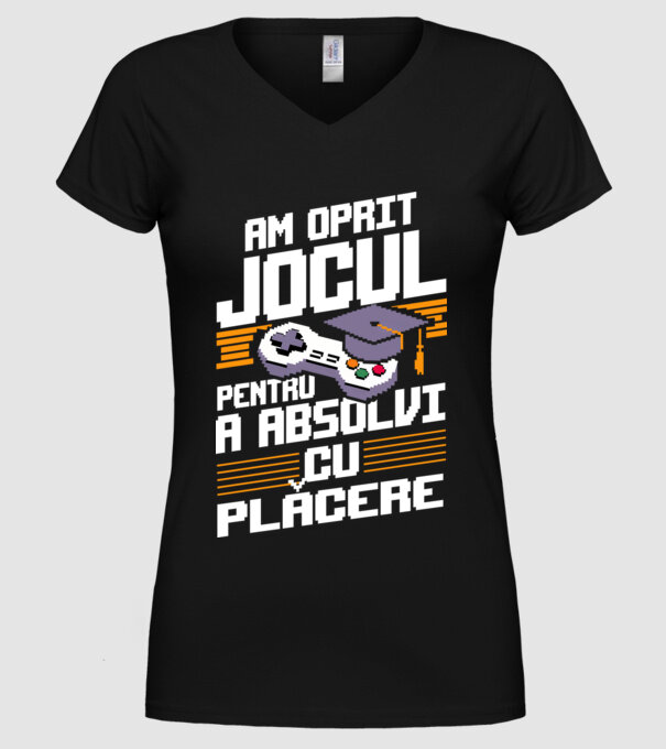 Am oprit jocul absolvent negru model negru pe tricou