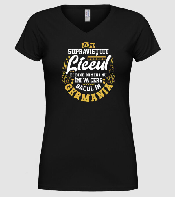 Am supraviețuit liceul model negru pe tricou