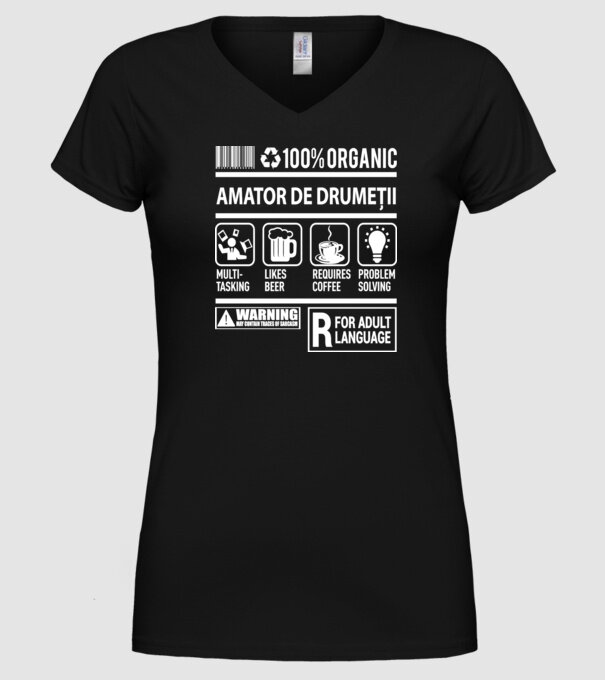 amator de drumeții model negru pe tricou