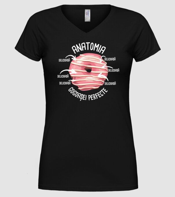 anatomia gogoașei perfecte: delicioasă model negru pe tricou