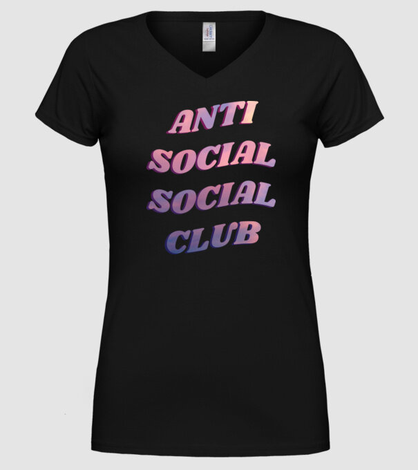Anti social social club pink model negru pe tricou