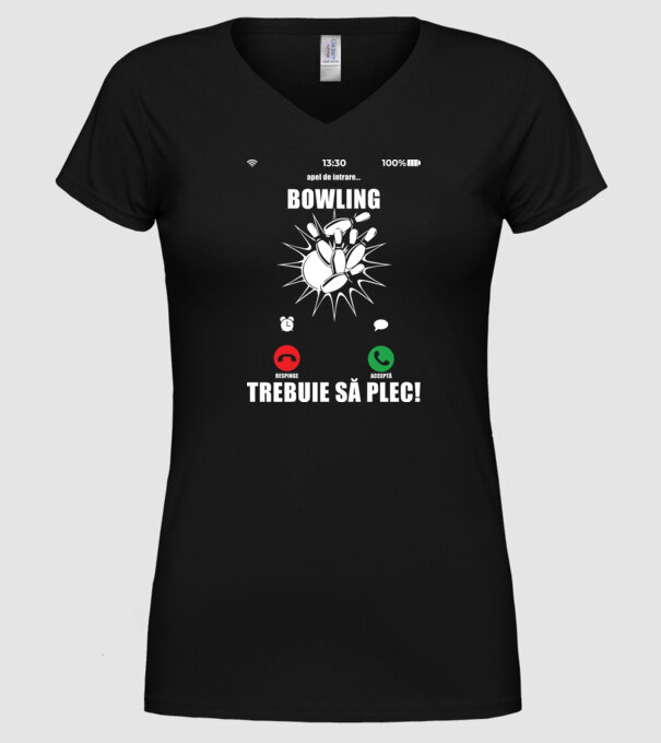 apel de intrare - bowling - respinge - acceptă - TREBUIE SĂ PLEC! model negru pe tricou