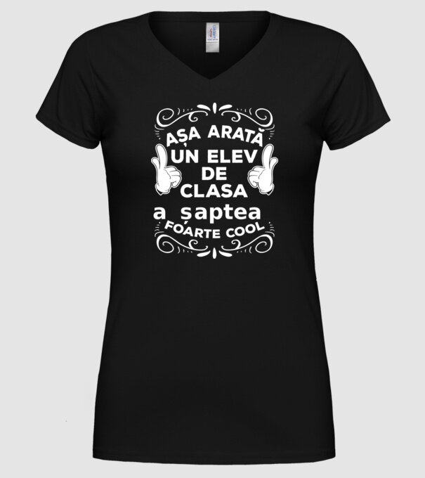 Așa arată un elev de clasa a șaptea foarte cool model negru pe tricou