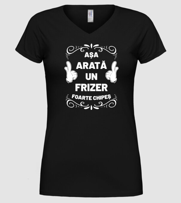 Așa arată un frizer foarte chipeș model negru pe tricou