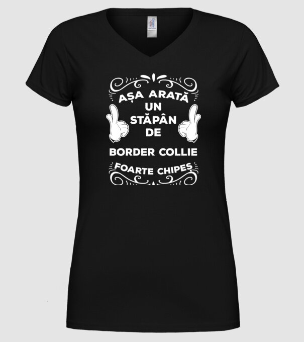 Așa arată un stăpân de Border Collie foarte chipeș model negru pe tricou