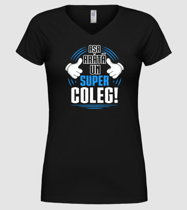 Așa arată un super coleg D4769145 model negru pe tricou