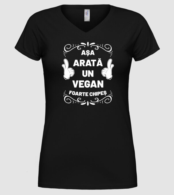 Așa arată un vegan foarte chipeș model negru pe tricou